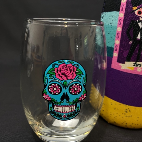 Day of the Dead Stemless Wine Glasses and Tote - Picture 3 of 13